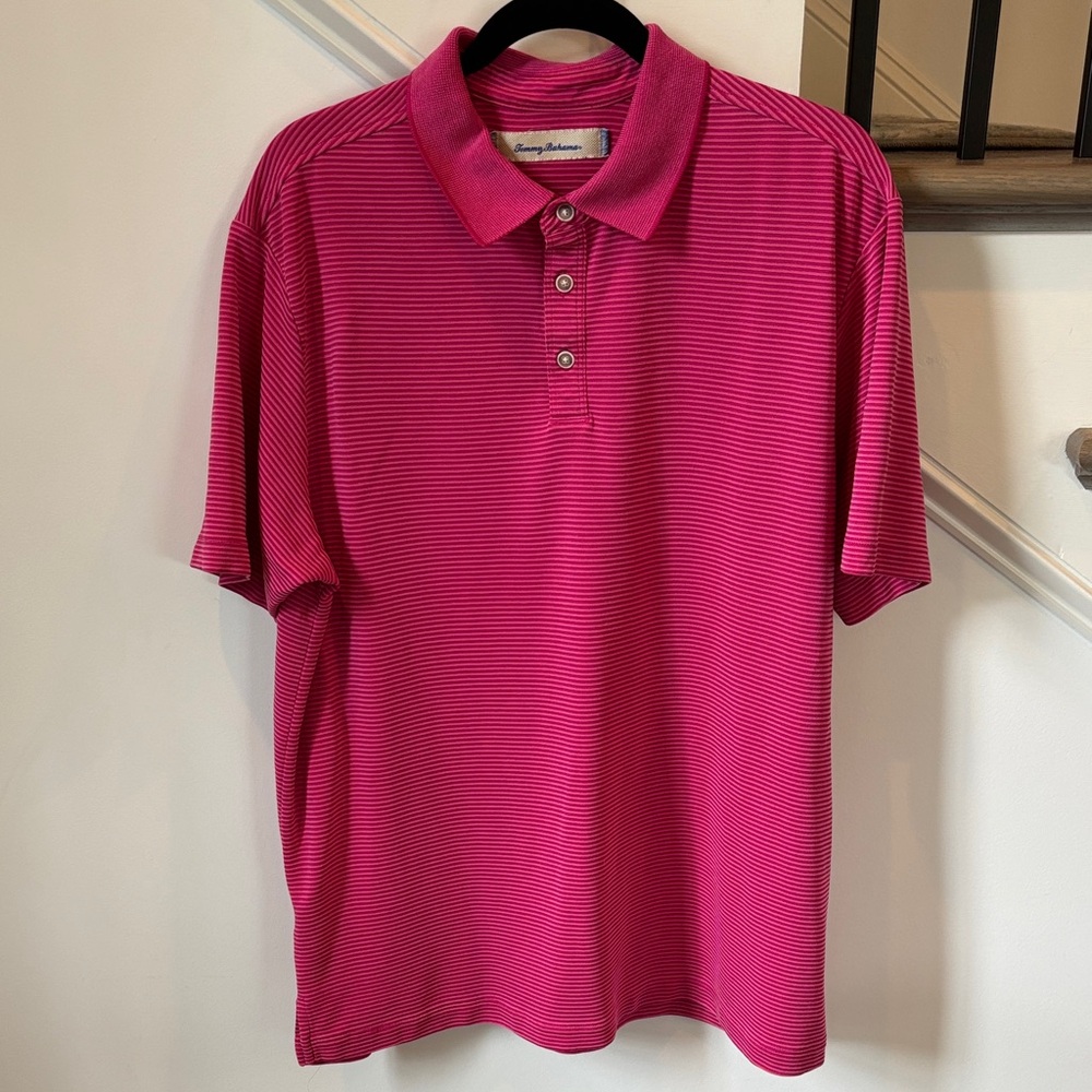 Tommy Bahama Men's Pink Polo- large